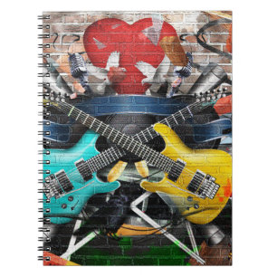 Musikalische Collage: Farbenfrohe rhythmische Hint Notizblock