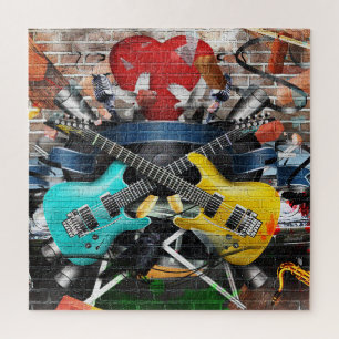 Musikalische Collage: Farbenfrohe rhythmische Hint Puzzle