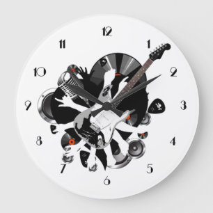 Musikalische Collage Music Lovers Wall Clock Große Wanduhr