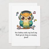 Musikalische Eule auf einem farbenfrohen Baum Dankeskarte (Vorne/Hinten)