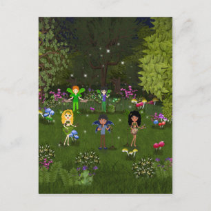 Musikalische Fee im verzauberten Wald Postkarte