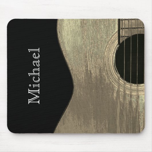 Musikalische Gitarre Abstrakt Schwarz-weiß Mousepad (Vorne)
