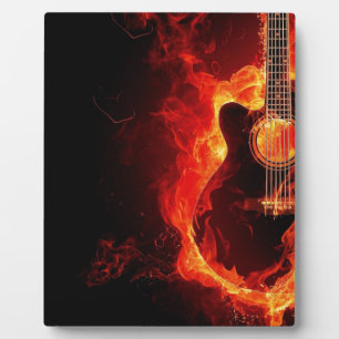 musikalische Gitarre flammt Feuernotentanz Destiny Fotoplatte