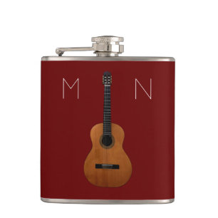 Musikalische Gitarre Monogram Red Personalisiert F Flachmann