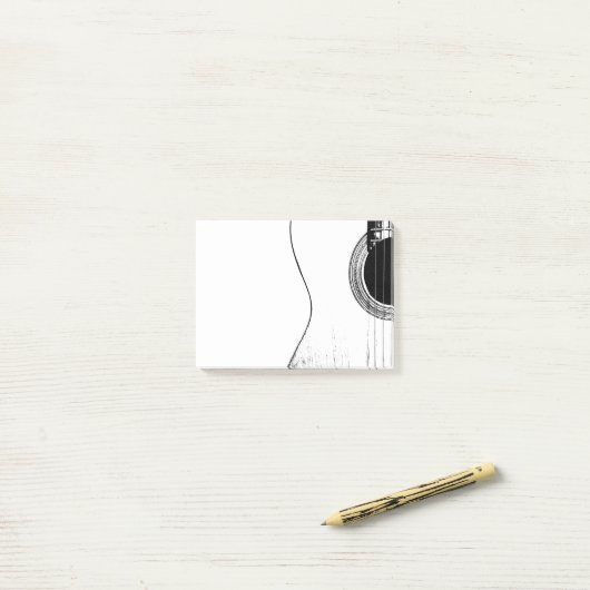 Musikalische Gitarre schwarz und weiß Post-it Klebezettel (Auf Schreibtisch)