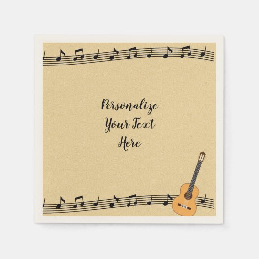 Musikalische Gitarre und Notenmusik personalisiere Serviette (Vorderseite)