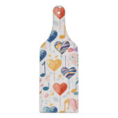 Musikalische Herzen in Flaschen mit spanender Form Schneidebrett (Vorderseite)