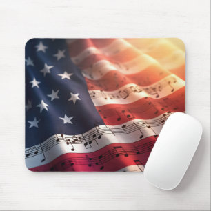 Musikalische Hinweise auf einer amerikanischen Fla Mousepad