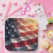 Musikalische Hinweise auf einer amerikanischen Fla Pappteller (Party)