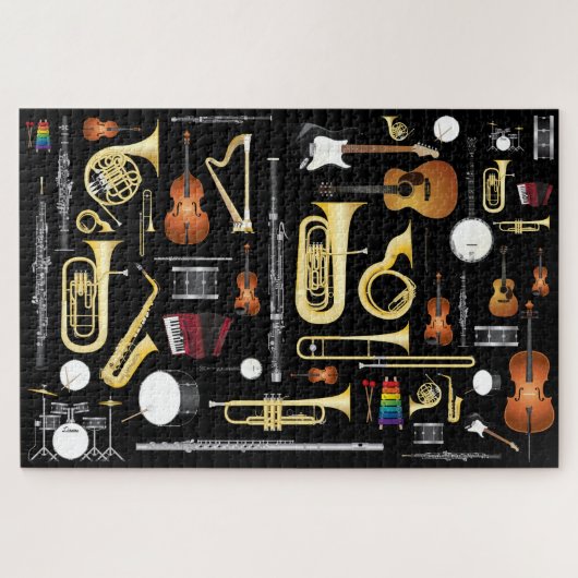 Musikalische Instrumente Collage Musician Gift Puzzle (Horizontal)