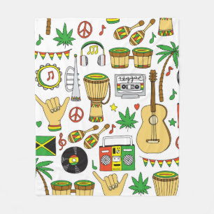Musikalische Instrumente nahtlos Muster. Reggae Ba Fleecedecke