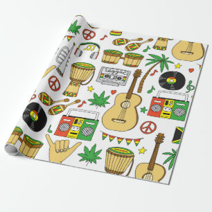 Musikalische Instrumente nahtlos Muster. Reggae Ba Geschenkpapier
