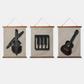 Musikalische Instrumente, Set von Drei-Hanging-Ban Wandteppich Mit Holzrahmen (Dreifach)