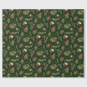 Musikalische Instrumente Weihnachtsmuster Dunkelgr Geschenkpapier (Flach)