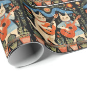 Musikalische Katzen Volkskunst Geschenkpapier (Rolleneckpunkt)