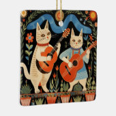 Musikalische Katzen Volkskunst Keramikornament (Rechts)