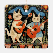 Musikalische Katzen Volkskunst Keramikornament (Rückseite)