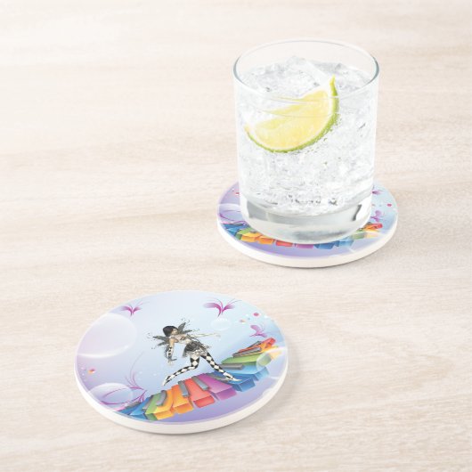 Musikalische Keyboard-Fee Getränkeuntersetzer (Seite)