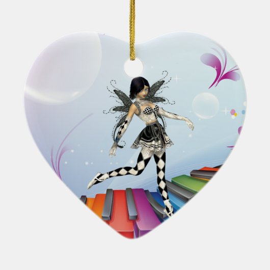 Musikalische Keyboard-Fee Keramikornament (Hinten)