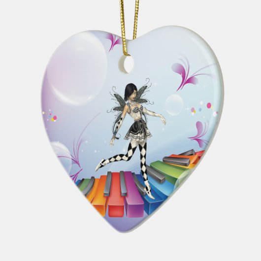 Musikalische Keyboard-Fee Keramikornament (Links)