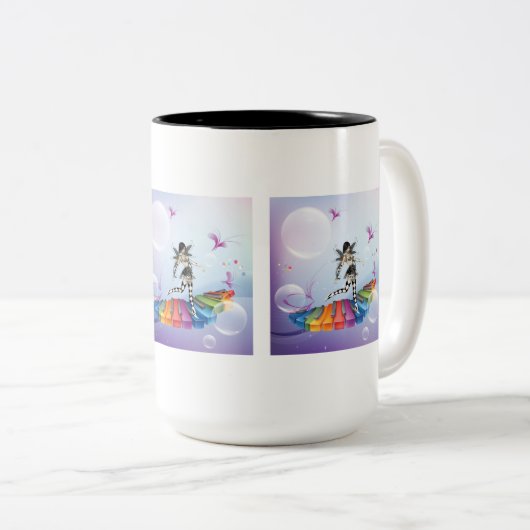 Musikalische Keyboard-Fee Zweifarbige Tasse (VorderseiteRechts)