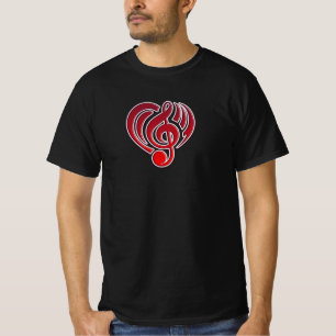 Musikalische Liebesvibrationen Rotes Herz Noten DJ T-Shirt