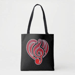 Musikalische Liebesvibrationen Rotes Herz Noten DJ Tasche