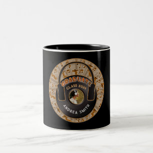 Musikalische moderne Retro-Kunst-Add Graduate-Foto Zweifarbige Tasse