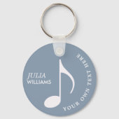 Musikalische Note auf Dusty Blue Schlüsselanhänger (Rückseite)