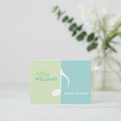 Musikalische Note auf hellblau und grün modern Visitenkarte (Stehend Vorderseite)