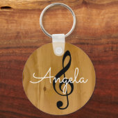 musikalische Note auf Holz mit Namen Schlüsselanhänger (Vorderseite)