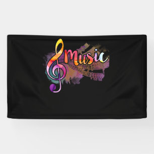 Musikalische Note: Funky Colorful Music Treble Cle Banner