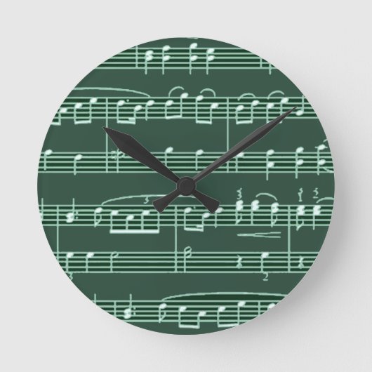 musikalische Note gemustert Runde Wanduhr (Vorderseite)