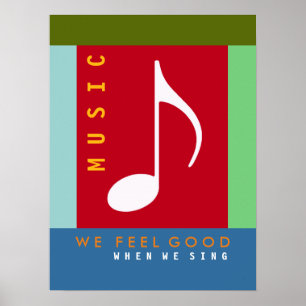 musikalische Note, Gesang, bunte Musik inspiriert Poster