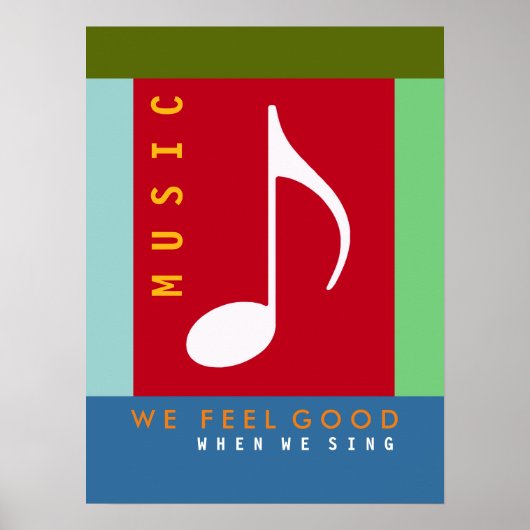 musikalische Note, Gesang, bunte Musik inspiriert Poster (Vorne)