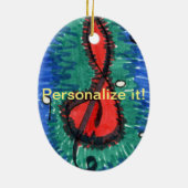 Musikalische Note in Rot, Grün und Blau Keramik Ornament (Hinten)