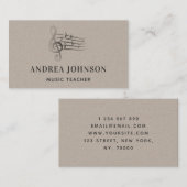 Musikalische Note Kraft Paper Minimalistisch Teach Visitenkarte (Vorne/Hinten)