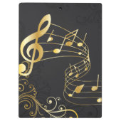 Musikalische Note Luxusgoldene Gestaltung Klemmbrett (Rückseite)