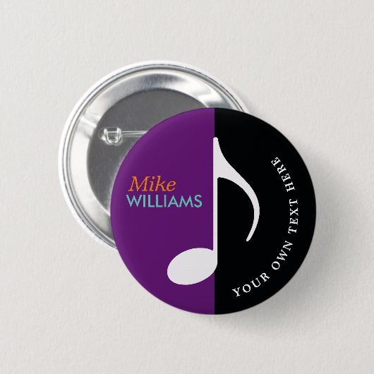 musikalische Note ~ schwarz & lila Button (Vorne & Hinten)