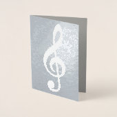 musikalische Note / Treble-Klemme auf Silber Folienkarte (Vorderseite)