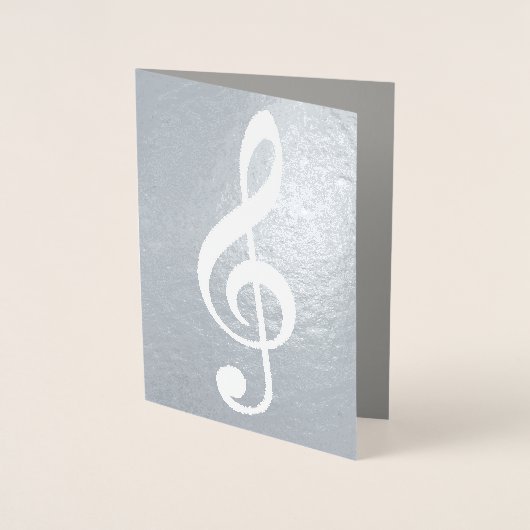 musikalische Note / Treble-Klemme auf Silber Folienkarte (Vorderseite)