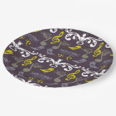 Musikalische Note und Vögel Pappteller (Schrägansicht)