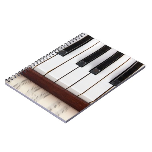 musikalische Noten auf dem Hintergrund eines piano Notizblock (Linke Seite)