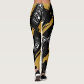 Musikalische Noten Black Gold Modern Leggings (Rückseite)