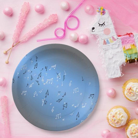Musikalische Noten Blue Moon Paper Plate Pappteller (Party)