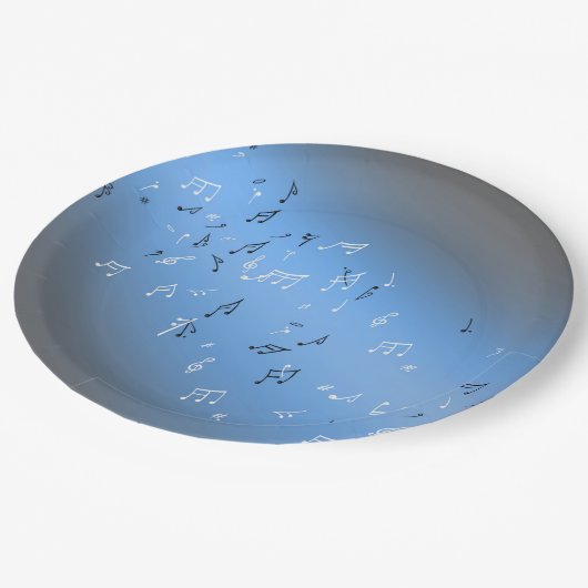 Musikalische Noten Blue Moon Paper Plate Pappteller (Schrägansicht)
