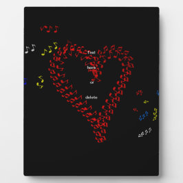 Musikalische Noten des Roten Herzens Fotoplatte