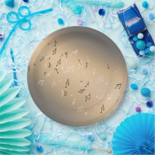 Musikalische Noten Golden Moon Paper Plate Pappteller