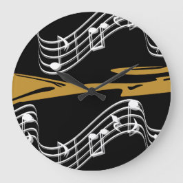 Musikalische Noten Große Wanduhr