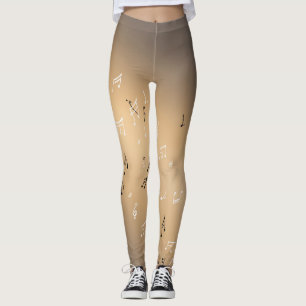 Musikalische Noten in goldbrauner Mondlicht Leggings